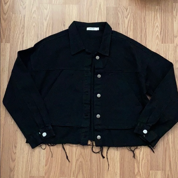 New Mod Ref Black Crop Raw Hem Denim Jacket - Picture 2 of 8